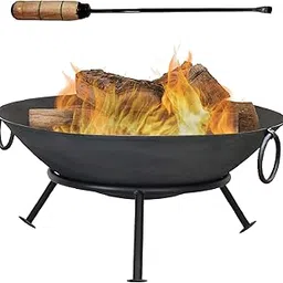 PTR Iron Bowl Fire Poker and Round Stand Garden BBQ Burning Bowl Outdoor Fire Pit Wood Burner Charcoal Bonfire Chimney for Camping Heating-image-5