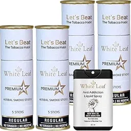 White Leaf Premium Herbal Cigarettes 100% Tobacco And Nicotine Free Regular Flavored(Pack Of 20) Sticks With 20 ml Shot Anti Addiction Mouth Spray Liquid - Smoking Cessation-picture-18