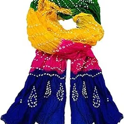 anupam enterprises Women's Bandhej Silk Dupatta (AE-TIEDYE-DUPATTA_Multicolor_240 Cm)-picture-39