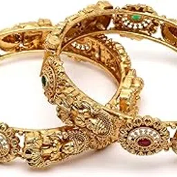 karatcart Gold Plated Set of 2 Laxmi Mata Temple Bangles for Women-picture-26