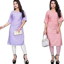 Women's Crepe Printed Straight Kurti Combo_2-TAMETI Purple-Winner Pink (F12) 5XL-picture-39