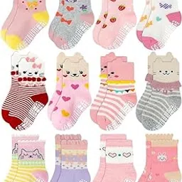 cuteably Baby Girl Anti-Skid Socks for Active Babies, Assorted Print-picture-13