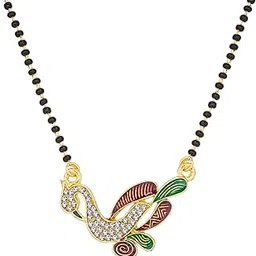 the luxor Traditional Gold Plated American Diamond Meenakari Mangalsutra for Women(MS-1506)-picture-23