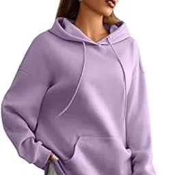 earthstick Trendy Oversized Full Sleeve Fleece Hoodie for Women Purple-picture-46