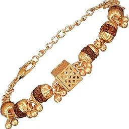 japam Gold Plated Cubio Rudraksha Bracelet for Women – 7 Inches Length-picture-50