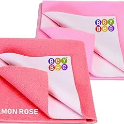 BeyBee Non-Toxic Quick Dry Sheet for New Born Baby|Anti-Piling Soft Fleece Bed Protector|Waterproof Extra Absorbent Mattress Protector for Infant (Medium Combo, Salmon Rose+Pink)-picture-18