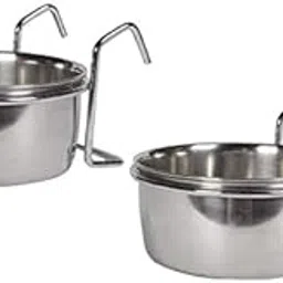 Bird Cage Food Water Dispenser Parrot Food Dish Bird Feeder Cup Cage, Stainless Steel Bird Food Holder Container for Parrot Macaws Ferret Parakeet Cockatiel Budgerigar (Hook Holder, 500.ML Pack of 2)-picture-15