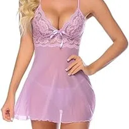 women's innerwear || Women's Net Solid Above Knee Babydoll Lingerie | Babydoll Lingerie for Honeymoon-picture-19