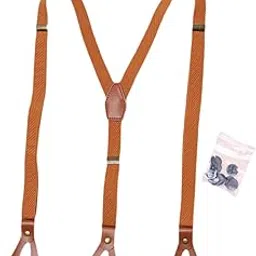 calandis Mens Suspender Fashion Formal Casual Adjustable Suspenders for Wedding suits Brown | Suspenders Braces | Mens Accessories-picture-51