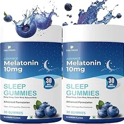 DNUTRIXN Advance Melatonin 10mg Sleep Gummies for Better Sleep | 30 Days Challenge |Advanced Formulation with Ashwagandha, Tagar & Chamomile Extract - Blueberry Flavour (60 Gummies)-image-29