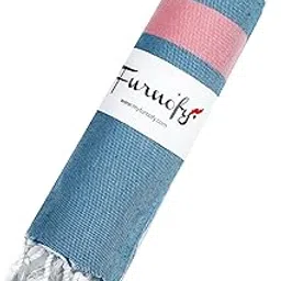 Furnofy 100% Cotton Fouta Bath Towel 250 GSM (28 X 56 Inches) for Daily use - Soft, Quick Dry & Highly Absorbent Towels for Bathroom, Travel, & Beach – (Pack of 1) (Multi) image 1