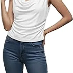 madborn creation Women's Sleeveless Cowl Neck Top | Casual Draped Design | Off Shoulder top-picture-31