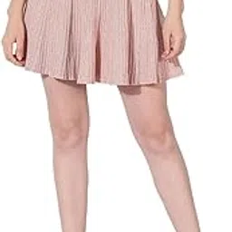 Women's Ribbed Pink Flared Mini Skirt-CHN-068_Pink-image-10