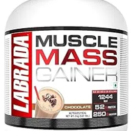 Labrada Muscle Mass Gainer Powder (Gain Weight, Post-Workout, 52g Protein, 250g Carbs,1g Creatine, 500mg L-Carnitine, 9 Servings) 6.6 lbs (3 kg) (Chocolate)-picture-33