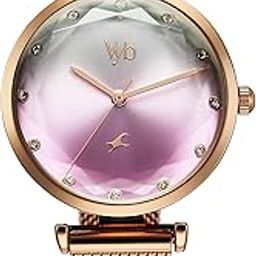 fastrack Vyb Aura Quartz Analog Silver & Pink Dial Watch for Women-picture-3