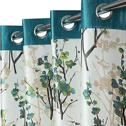 Heavy Polyester Light Filtering Floral Curtains for Window 6 Feet Living Room Bedroom Curtain, 6 Feet Long, Aqua, Set of 2-picture-11