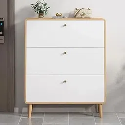 The Artment your artistic apartment Sanctum 3 Door Drawer Wooden Shoe Organizer Cabinet, Footwear Stand for Entryway, Hall | Space Saving Design | Home Furniture for Home (Size - 90x17x120 CM)-image-11