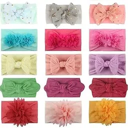 Fashion Alley Baby Headbands(MULTI DESIGNE) Stretchy Chiffon Hair Bows Hairbands Hair Wrap Hair Accessories for Baby Girls Newborn Infant Toddlers Kids (8 PCS)-picture-43