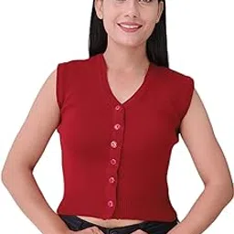 leafbird Kuku Hosiery Woolen Sleeveless Saree Blouse & Crop Sweater for Women| Crop Winter top|Winter wear for Adult Girls/Women |-picture-54