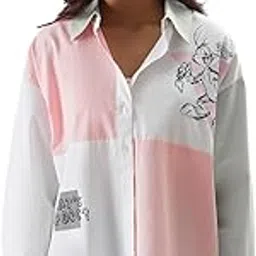 the souled store Official Looney Tunes: Bugs is Back Women and Girls Oversize Fit Full Sleeve Cotton Multicolor Boyfriend Shirt Women Boyfriend Shirts Fashionable Trendy Graphic Prints Pop Culture-picture-13