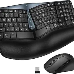 Ergonomic Wireless Keyboard Mouse Combo, MK835 Wave Keys Bluetooth/2.4G Split Design Ergo Keyboard with Cushioned Palm Rest, Multi-Device, Rechargeable, for Multi-OS, Windows/Mac/Android-image-36
