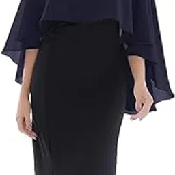 sun-rose fashions Women's Soft Chiffon High-Low Capelets: Sheer Cape Cover up for Elegant Dress | Free Size | Plain Colors-picture-16