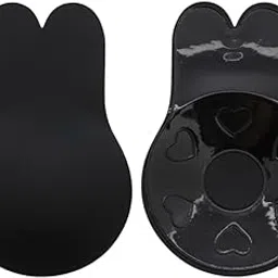 afterdusk Rabbit-Shaped Breast Lift Cover | Black | Free Size | Silicone Gel + Fabric Adhesive Pipr Black | Stick-On Lift-Support | Strapless Tops | Backless Dresses | Braless Outfits-picture-32