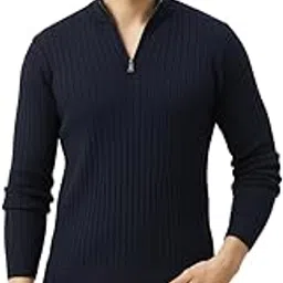 Men's Winter Half Zip Solid Warm Sweater-image-19