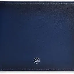 united colors of benetton Men's Leather Wallet Sligo - Navy Blue| Global Coin Wallet with RFID Protection, Multiple Card Slots | Coin Pocket | Bi-Fold Purse for Men | Ideal for Gifting image 1