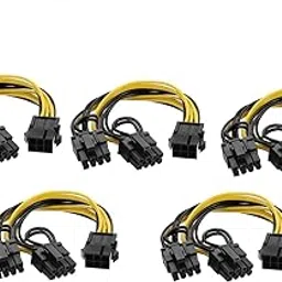 LipiWorld® 6pin Female to Dual 8pin (6+2pin) Male Video Card GPU Power Cable Splitter PCI Express Graphics Card Wire 20Cm 18 AWG for Mining/Gaming 6pin to Dual 8pin (Pack of 5)-image-87