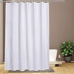 AURA FAB - Shower Curtains for Bathroom (White ZigZag, 6feet width X 7feet height)-picture-20