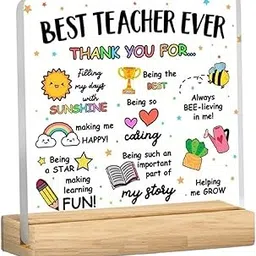 Bs amor Best Teacher Ever Acrylic Desk Plaque Appreciation Gift with Inspirational Quotes Home & Office Decor for Educators, Thank You Present for Teacher's Day Classroom Decorations for Teachers 5x4 inch-picture-26