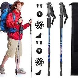FEBLICH Hiking Trekking Poles, Collapsible, Lightweight, Anti Shock, Hiking Or Walking Sticks, Adjustable Hiking Pole for Men & Women, All Accessories Absorbent Walking Sticks with Terrain (Blue, 2)-picture-21
