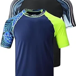 liberty imports 2-Pack Men's UV Short Sleeve Swim Shirts Loose Fit Rash Guards-picture-18