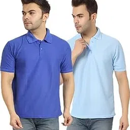 Cotton Blend Regular Fit Polo Neck T-Shirts for Men and Boys Combo - Pack of 2-image-37