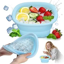 Collapsible Ice Facial Wash Basin with Built-In Ice Tray Multi Color | Foldable Silicone Bowl for Skin Care, Cold Therapy & Face Spa, Cold Therapy Bowl for Face 10.39x6.8x3.93 Inch-picture-16