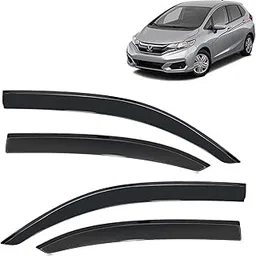 Car Wind Deflectors Rain Guard Door Visor Compatible with Honda Jazz (Year 2018 Onwards) - Polycarbonate, Black, Set of 4 Pcs-picture-36