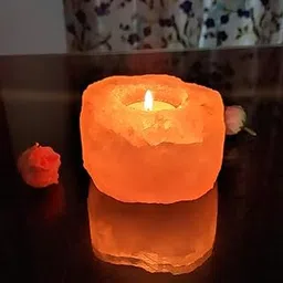 kirit gemstones Natural Himalayan Rock Salt Lamp Tea Light Candle Holder-picture-20
