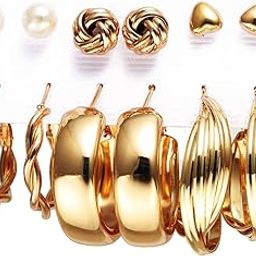 youbella Jewellery Gifts Stylish Latest Western Ear rings Gold Plated Combo of Studs and Hoops Earrings Set for Girls and Women (Style 7)-picture-7