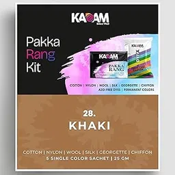 Kadam Pakka Rang Fabric Dye Colour | 25g Pack | Includes DyFix Color Fixer | Permanent Fabric Dyes for Old Faded Jeans and Clothes (Khaki)-picture-19