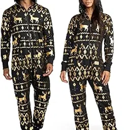 tipsy elves Christmas Onesies for Adults - Comfy Unisex Matching Holiday Jumpsuits with Convenient Pockets image 1
