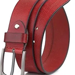 louis pearl Premium Genuine Leather Belt for Men | Handcrafted Textured Strap | Brushed Silver Buckle | Stitched Keeper | Size (30–44) | Gift Boxed | Casual Wear-picture-41