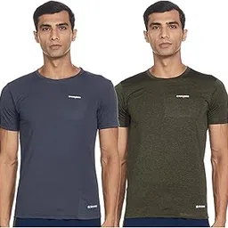 Brisk-002 Melange Round Neck Sports T-Shirt Olive Size Medium And Charged Pulse-006 Checker Knitt Round Neck Sports T-Shirt Graphite Size Medium-image-22