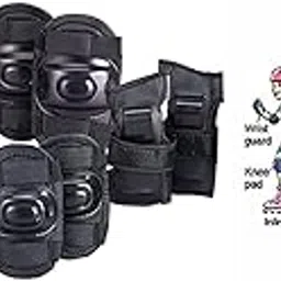 Kids Sports Protection Set, 7 Pieces with Helmet, Knee Pads, Elbow Pads and Wrist Guards, Black image 1
