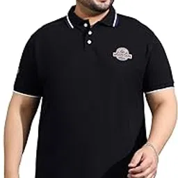 Men's Plus Size Solid Black Half Sleeve Polo Tshirt-image-20
