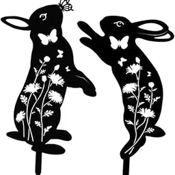UJEAVETTE 2X Decorative Garden Iron Stakes Animal Decors Landscape Silhouette Yard Art Bunny H 35CM-picture-14