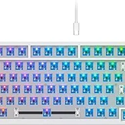 GTSP 75% Custom Barebones Keyboard Kit Gamer ,Blank DIY Mechanical Gaming Keyboard PCB with Gasket Hot Swappable 3pin/5pin Switch RGB for Win/Mac (V400 White Kit)-picture-38