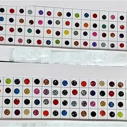 DeLegarde Glitter Fancy Round Bindis for Women Small Size (2 Packs) Multi-color-picture-13