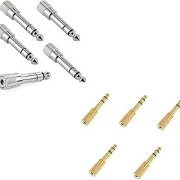 Hi-Plasst 6.3mm Stereo Male to 3.5mm Stereo Female Audio Adapter – Jack Converter for Piano, Guitar, Amp, Mixer & Headphones (Silver 5 Pcs + Gold 5 Pcs) – Durable, Noise-Free Sound Connector-picture-14
