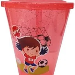 UNEQUETREND Cartoon Design Water Sipper, Sipper Straw Glass with Lid (Multicolor) (1) image 1